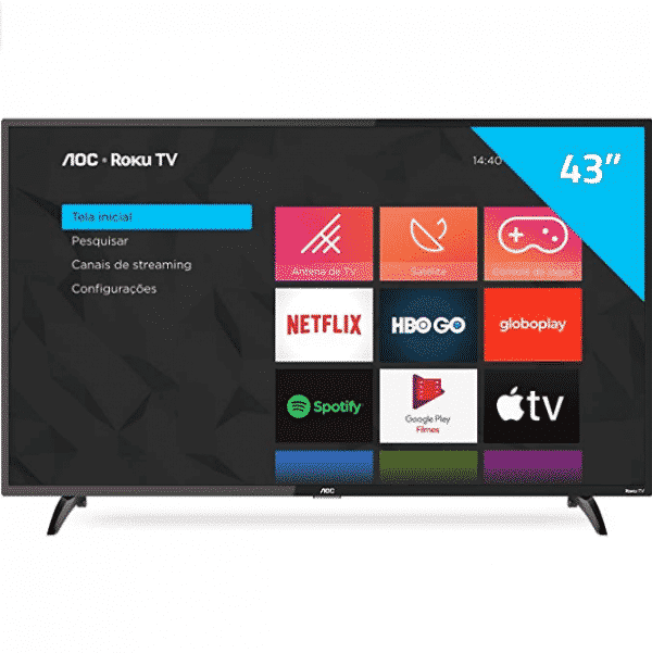 Smart TV LED 43 Full HD AOC ROKU TV FHD 43S5195 78G, Wi-Fi